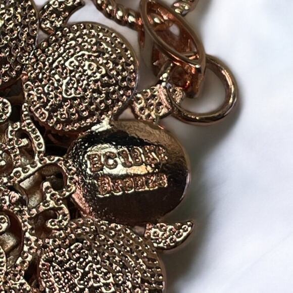 Beria Collection 18KT Rose GP Turquoise & Tigers Eye Floral Pendant Necklace - Picture 6 of 8